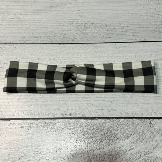 Black and White Plaid Headband for Women (Brushed Poly)