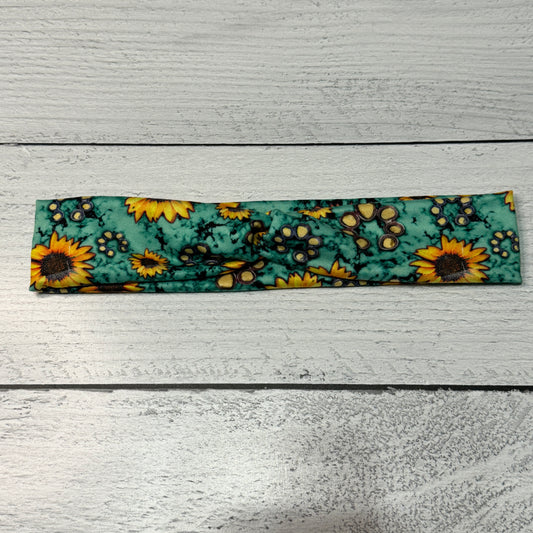 Teal Sunflower Headband for Women (Brushed Poly)