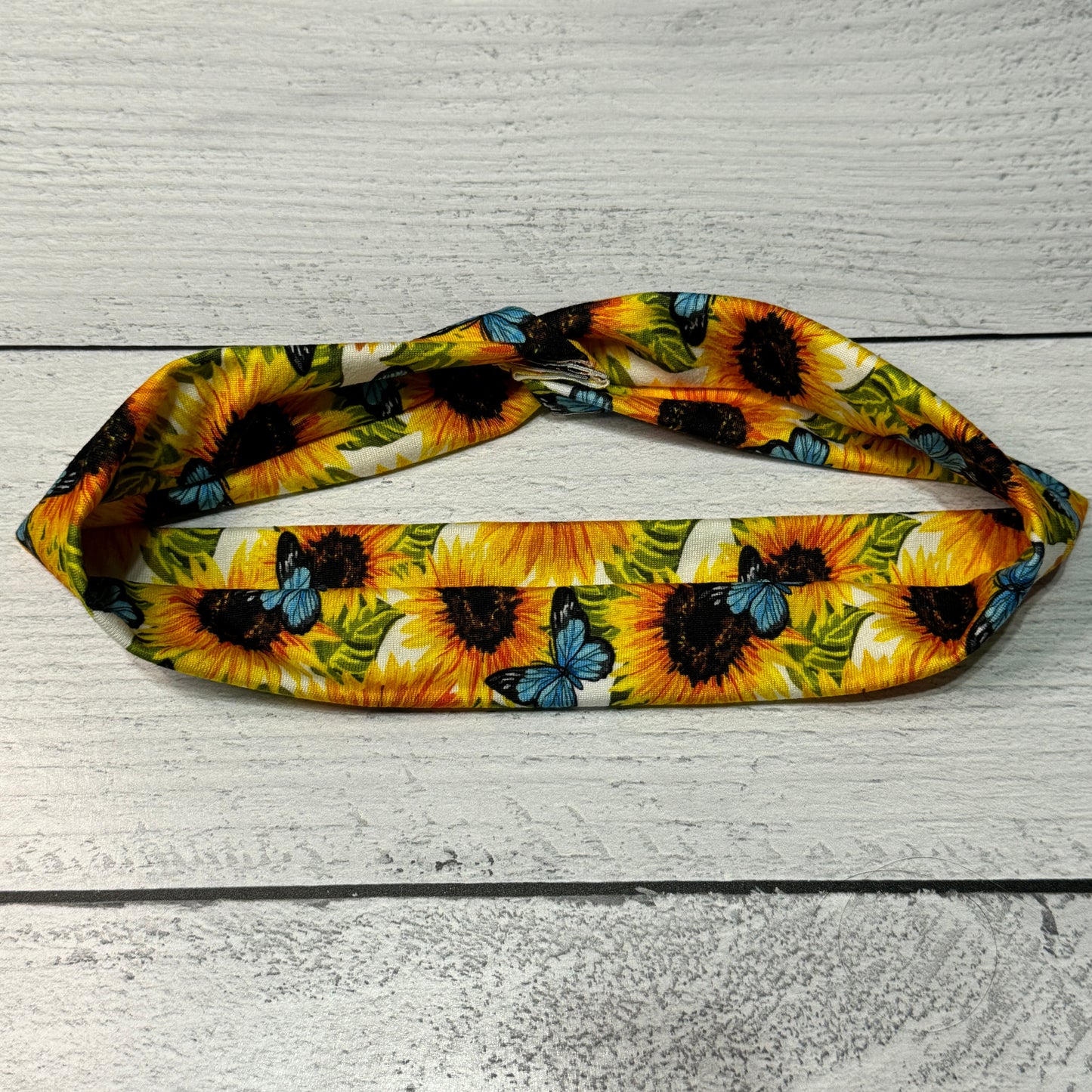 Sunflower and Butterfly Headband for Women (Brushed Poly)